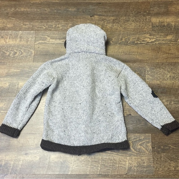 Earth Ragz Hooded Full Zip Train Wool Blend Sweater Boys Size Youth XL Hand Knit - Picture 9 of 10